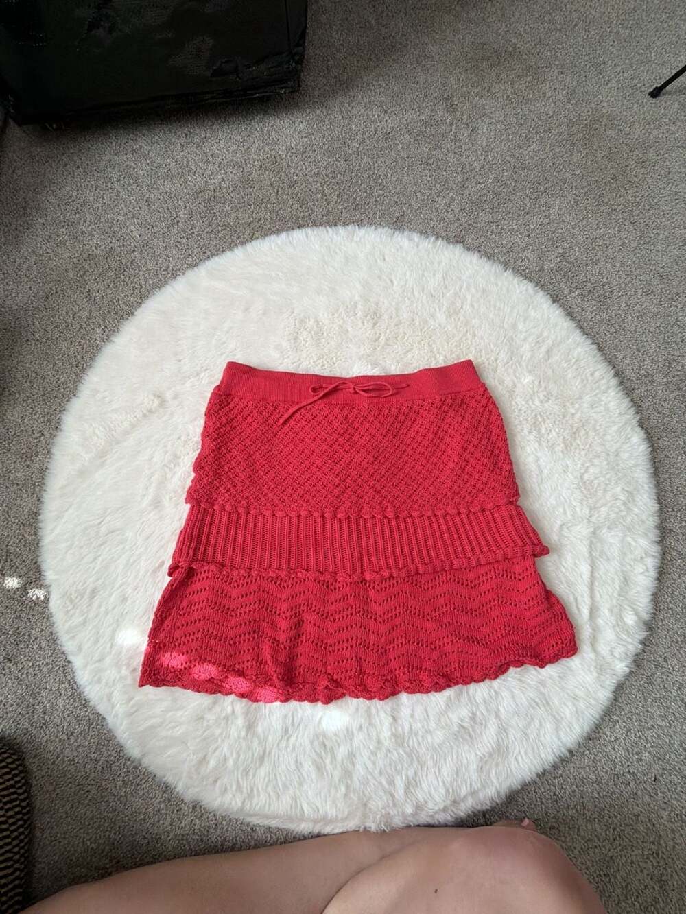 Athleta Dark Pink Crochet Knit Mini Skirt